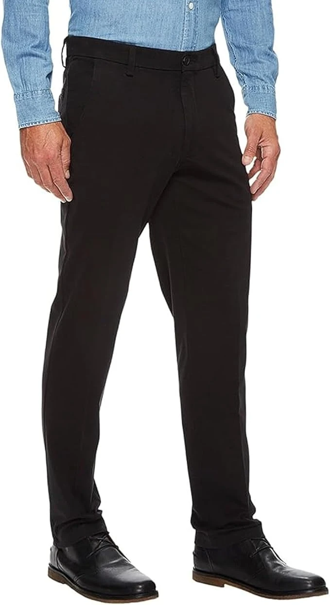 Men's 4-Way Stretch Straight Fit Flat Front Dress Pants Casual Pants Elastic Wai