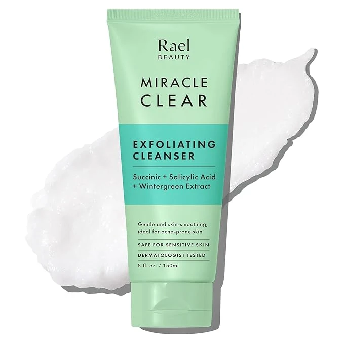 Rael Miracle Clear Face Wash – Gentle Exfoliating Cleanser with Succinic Acid & 