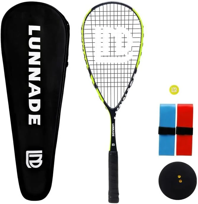 Carbon Squash Racket, Lightweight Tear Drop Squash Racquet with Ball Overgrip Da